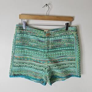 Elevenses Embroidered Aztec Print Shorts Size 8 Waist Womens Colorful